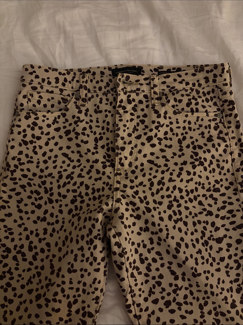 Banana Republic Tan Pants with Dark Brown Spot Animal Print